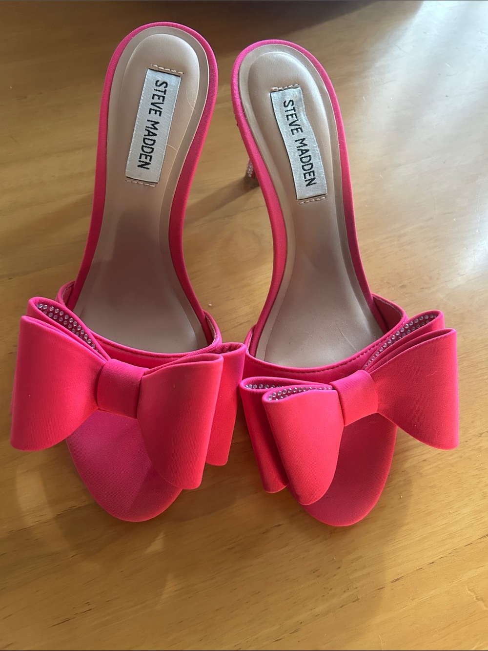 Steve Madden Hot Pink Bow Slide Mules